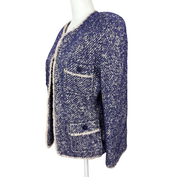 Talbots 10 Purple White Tweed Woven Blazer Jacket Classic Fall Winter Wool Blend - Picture 5 of 12